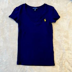 Navy blue v neck polo Ralph Lauren tshirt